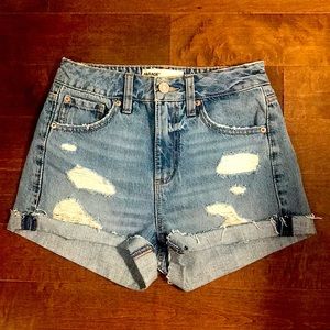 Garage Ripped Denim Mom Shorts